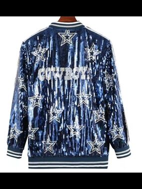Sequined 'Dallas Cowboy' Star Jacket - Blue & Silver